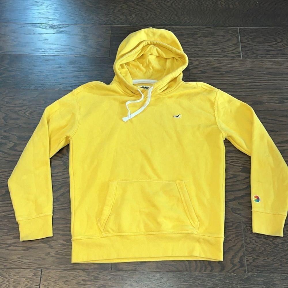 Rare Hollister Coop Rainbow Canary Gold Yellow Surfer hooded hoodie sweatshirt M
